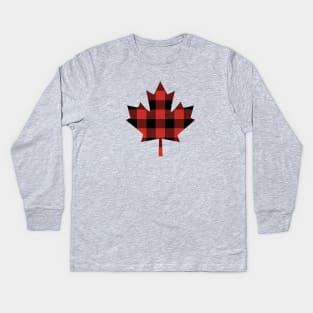 Canada Maple Leaf Red Flannel Canadian Kids Long Sleeve T-Shirt